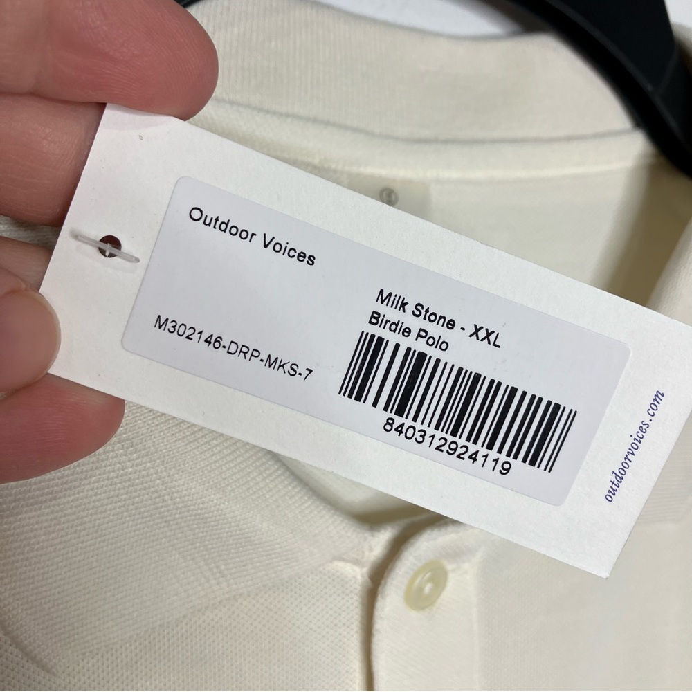Outdoor Voices Birdie Polo Shirt In Milk Stone Men’s Size Xxl New With Tags — image 5 of 8